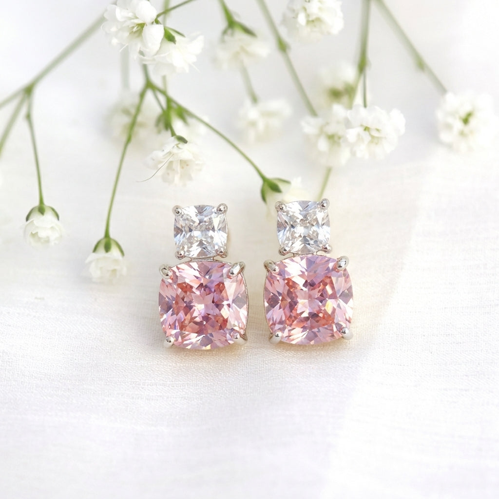 Blush Cushion Cut Diamond Simulant Set | Day-to-Night Chic