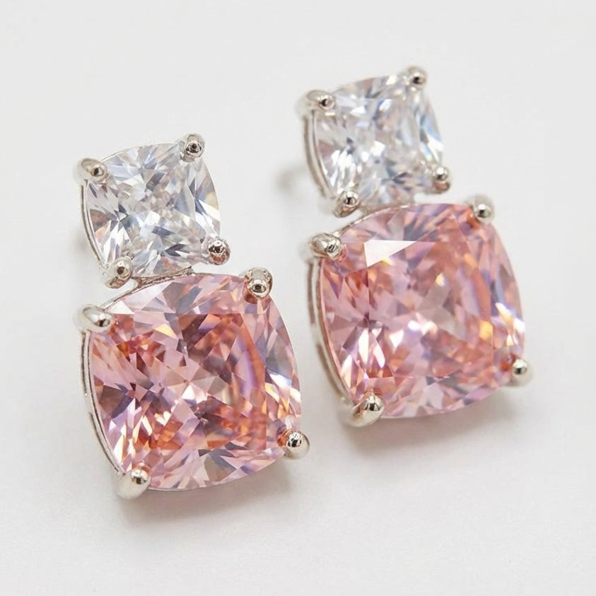 Blush Cushion Cut Diamond Simulant Set | Day-to-Night Chic