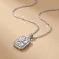 Modern Classic Rectangular Halo Necklace – Desk-to-Dinner Sparkle