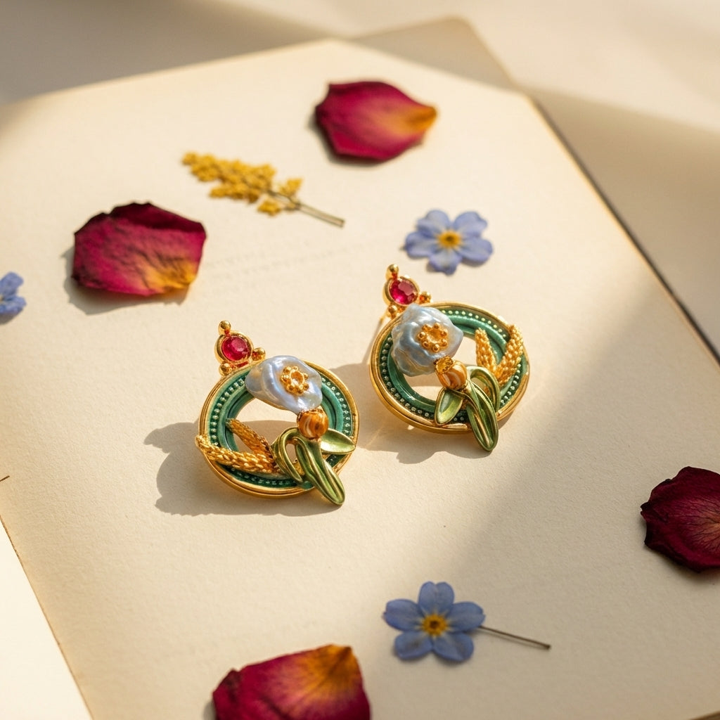 Baroque Pearl Garden Fantasy Stud Earrings – Brunch & Beyond Statement