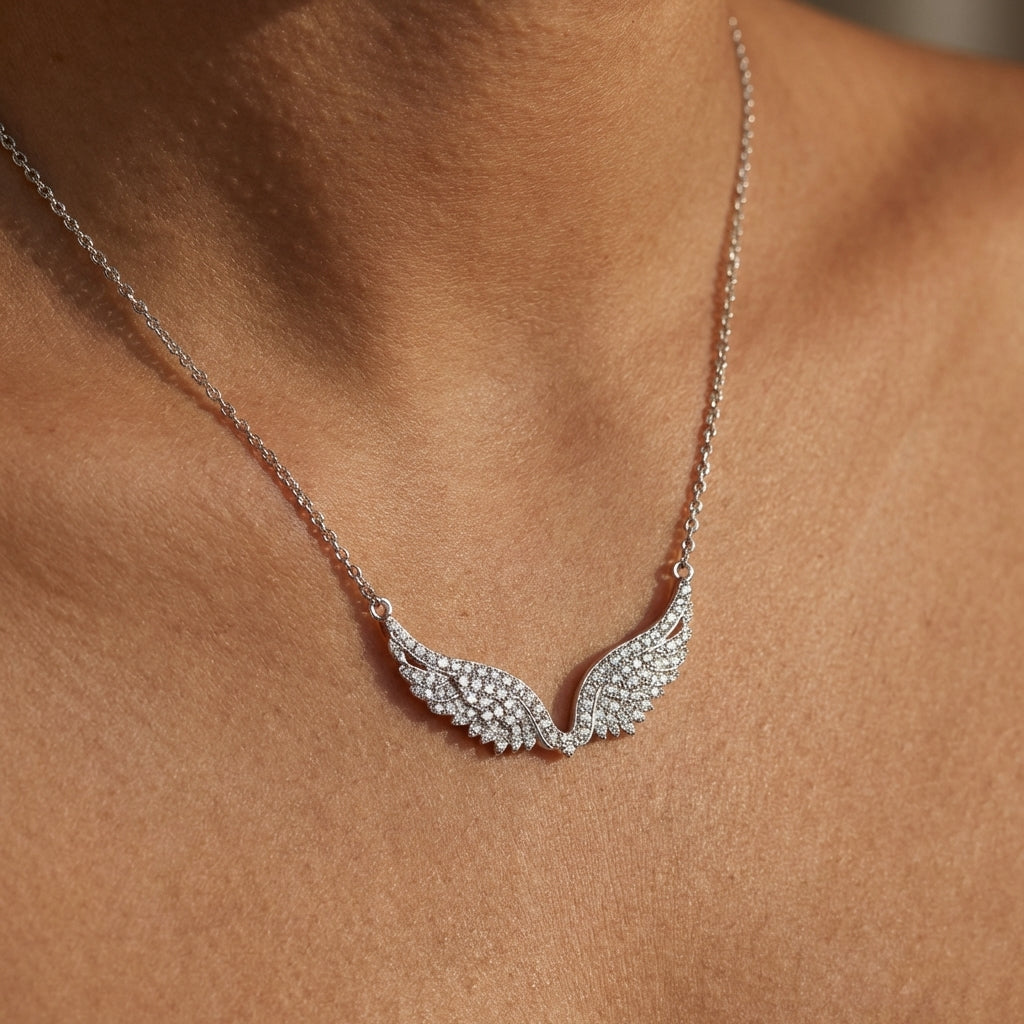 Sparkling Angel Wing Necklace: Ethereal Grace
