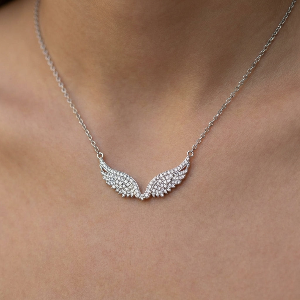 Sparkling Angel Wing Necklace: Ethereal Grace