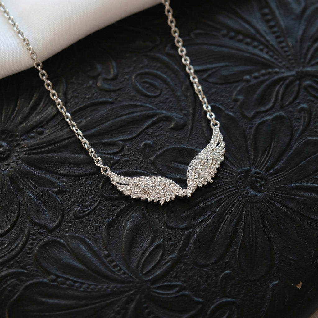 Sparkling Angel Wing Necklace: Ethereal Grace