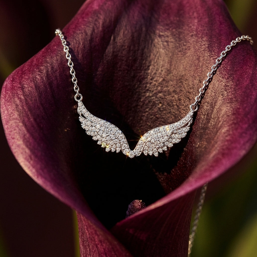 Sparkling Angel Wing Necklace: Ethereal Grace