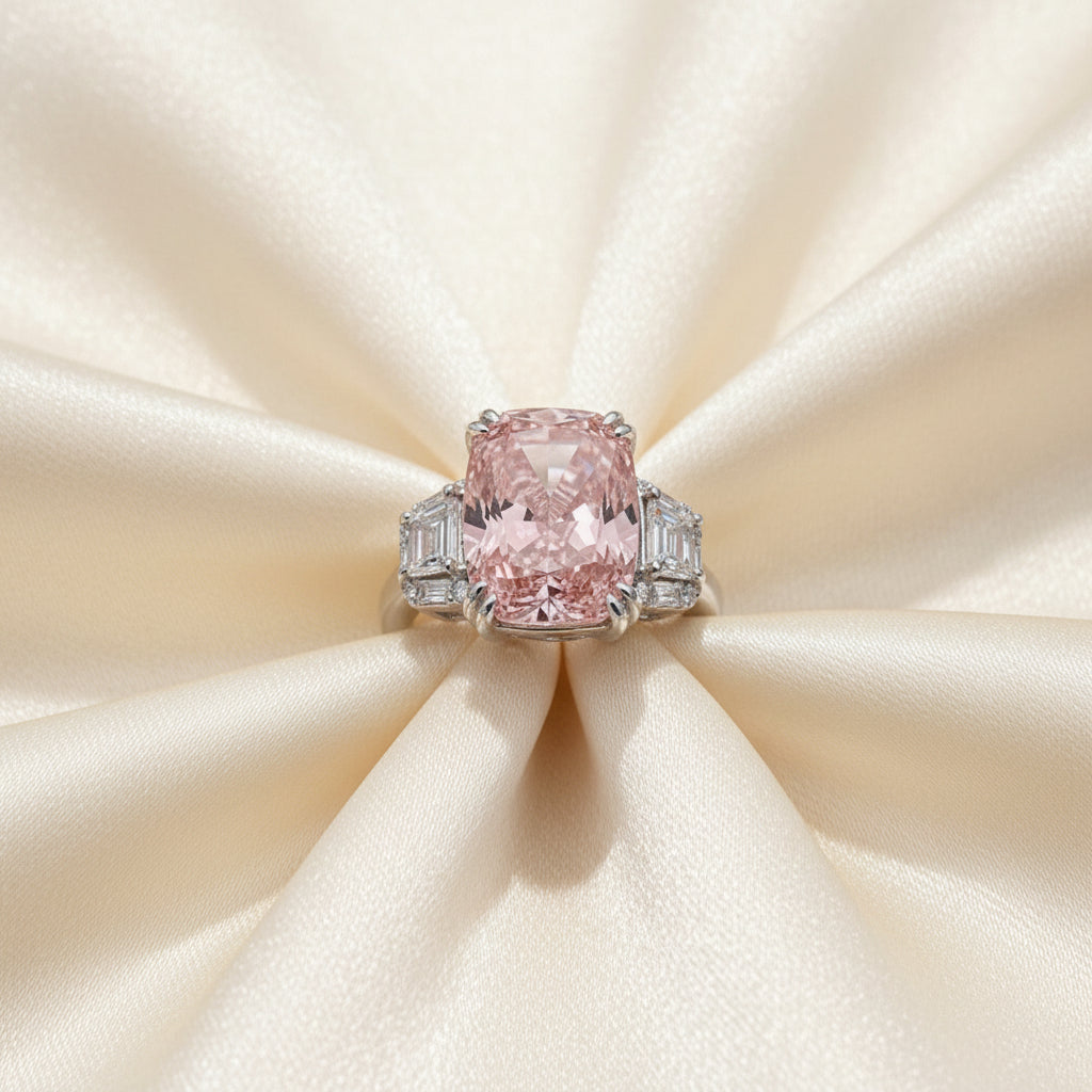 Regal Pink Cushion Cut Ring – Gala Event Accent
