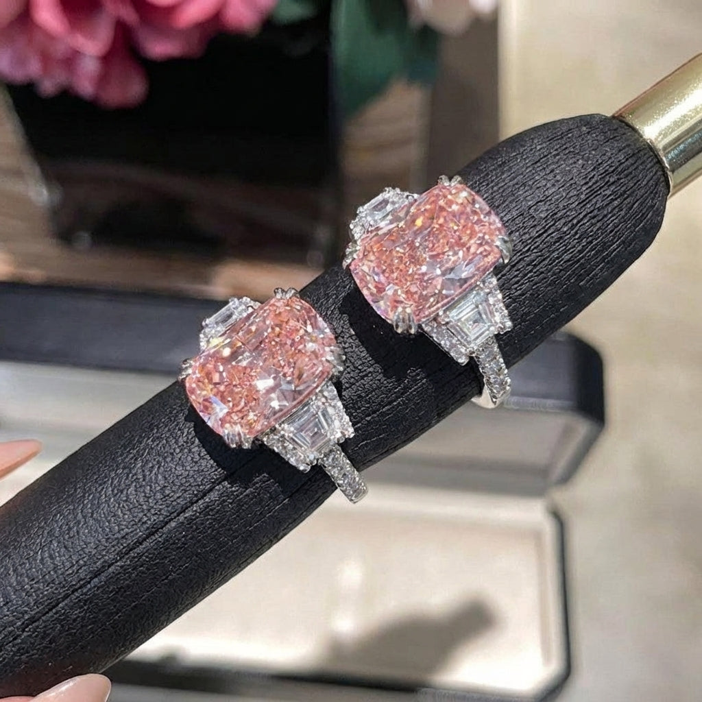 Regal Pink Cushion Cut Ring – Gala Event Accent