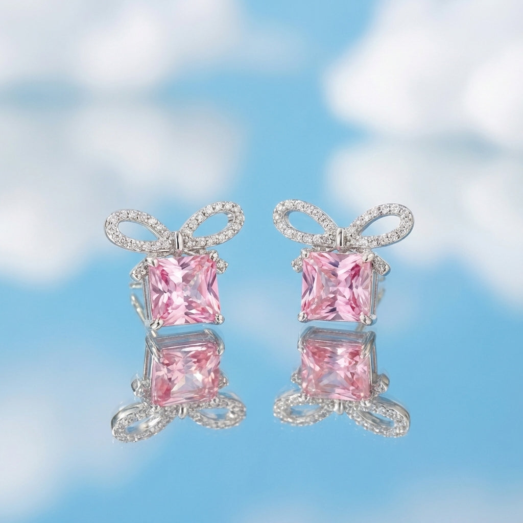 Rosé Bow Radiance Earrings
