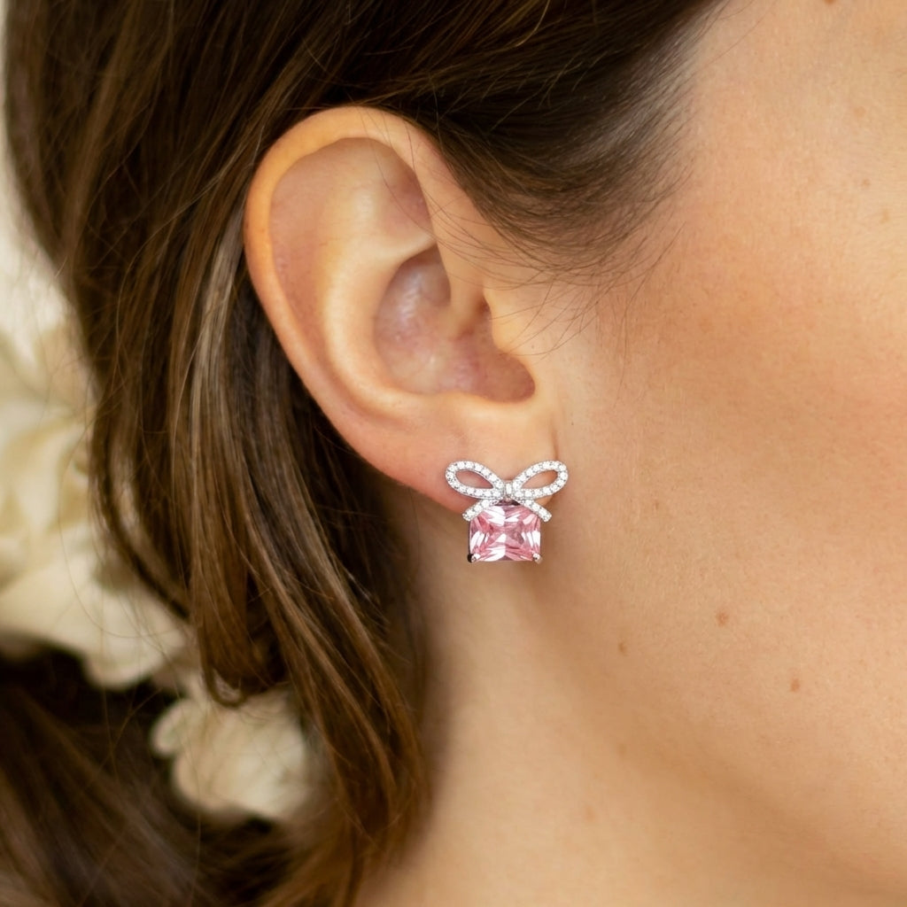 Rosé Bow Radiance Earrings