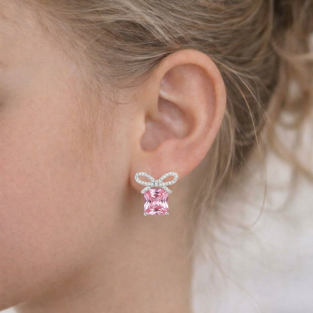Rosé Bow Radiance Earrings