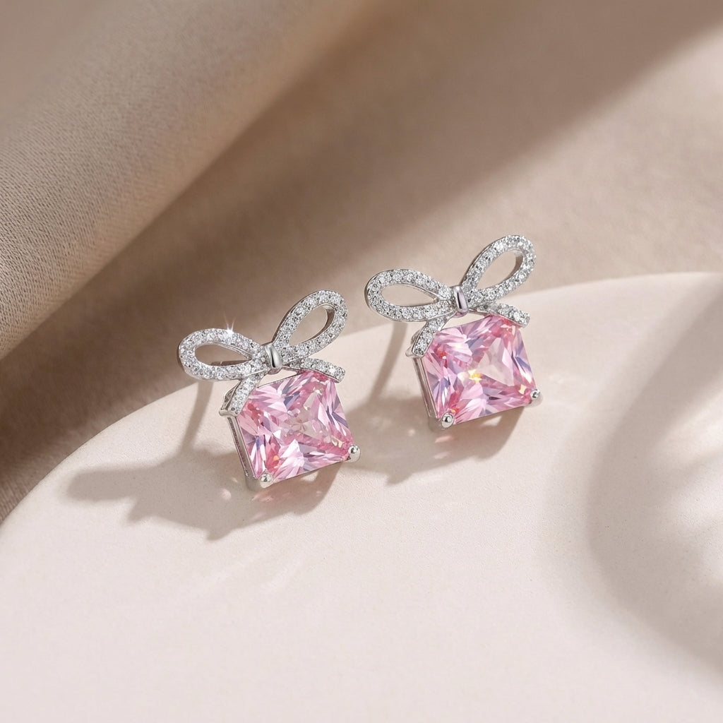 Rosé Bow Radiance Earrings