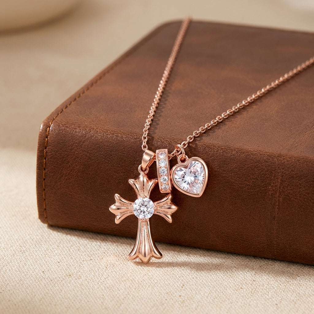 Rose Gold Devotion Charms Necklace: Romantic Grace