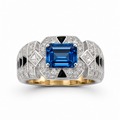 Art Deco Nano Tanzanite Ring · 925 Silver