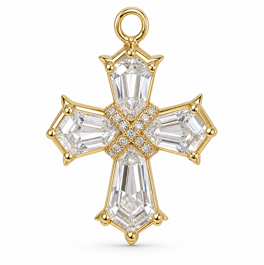 Cross-Cut lab-created sapphire Diamond Pendant · 925 Silver