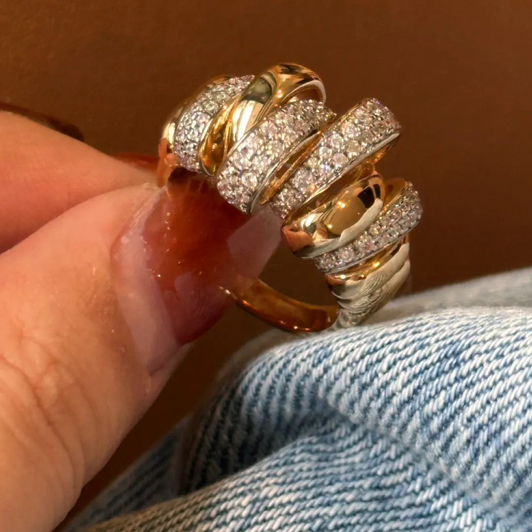 Croissant Muse Wrap Ring · Two-Tone S925 Silver