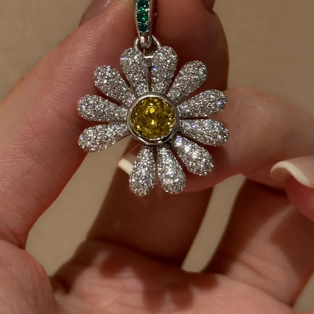 Sunshine Daisy Pendant · Lab-Grown Yellow Sapphire