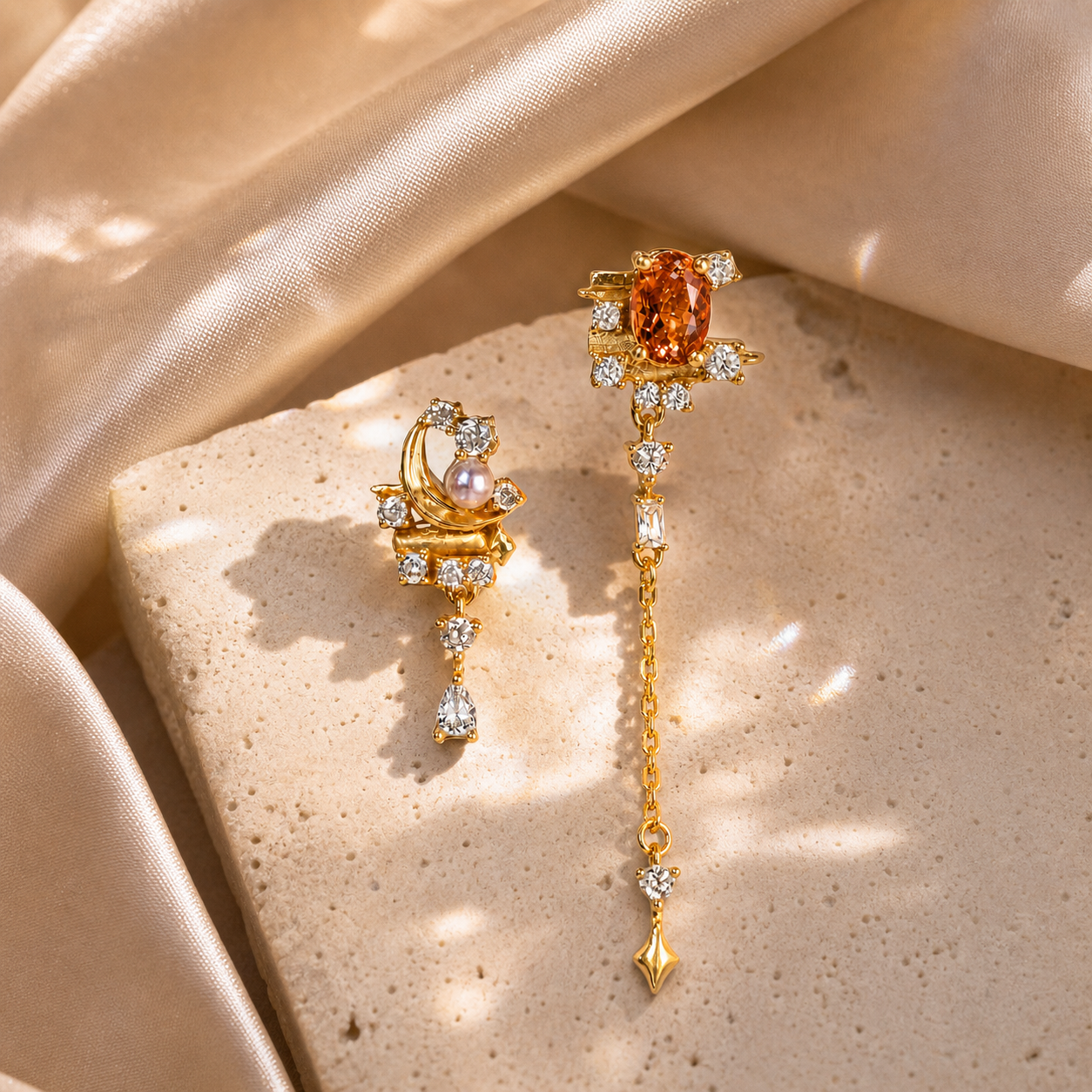 Luminous Gold · Lab-Grown Padparadscha Sterling Silver Earrings