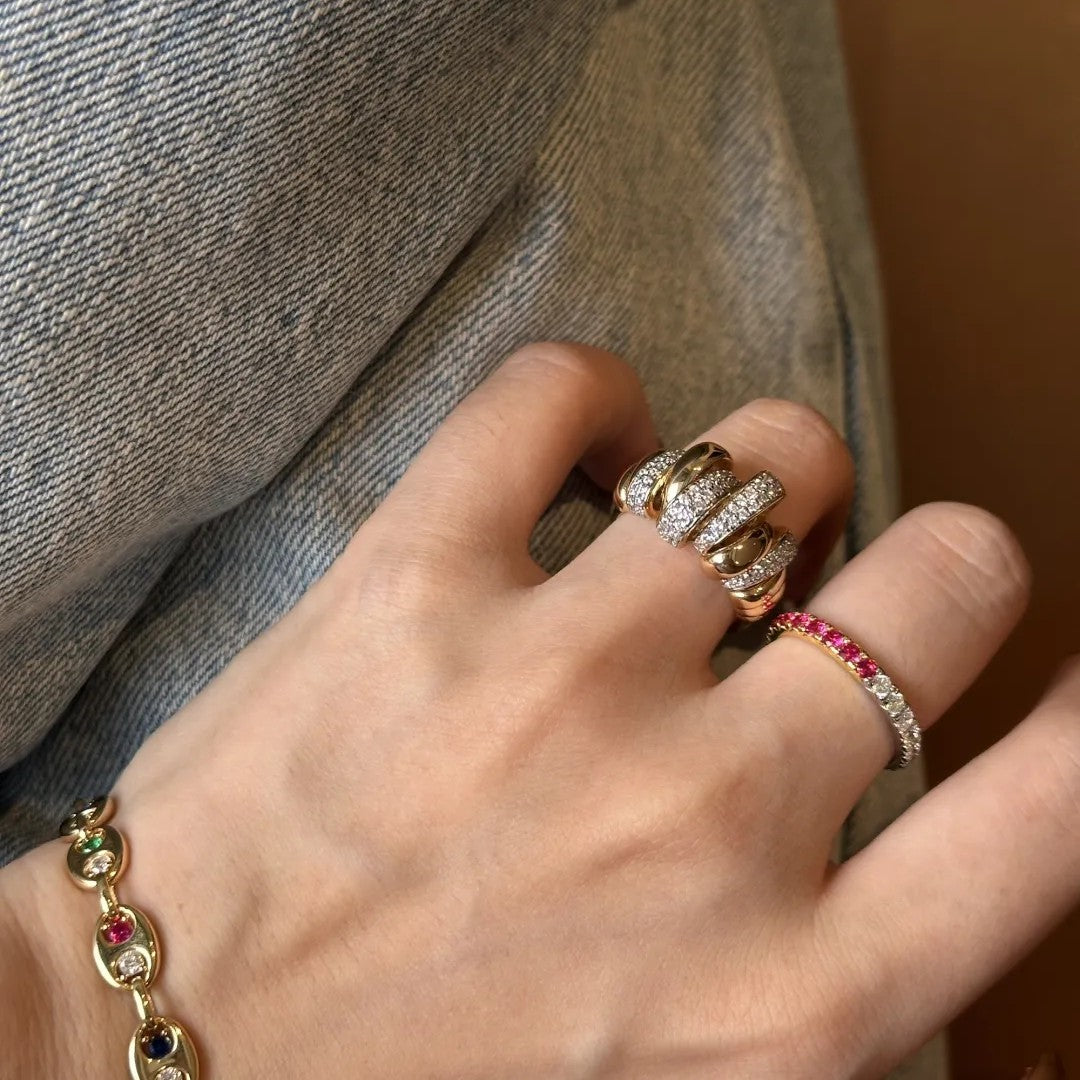 Croissant Muse Wrap Ring · Two-Tone S925 Silver
