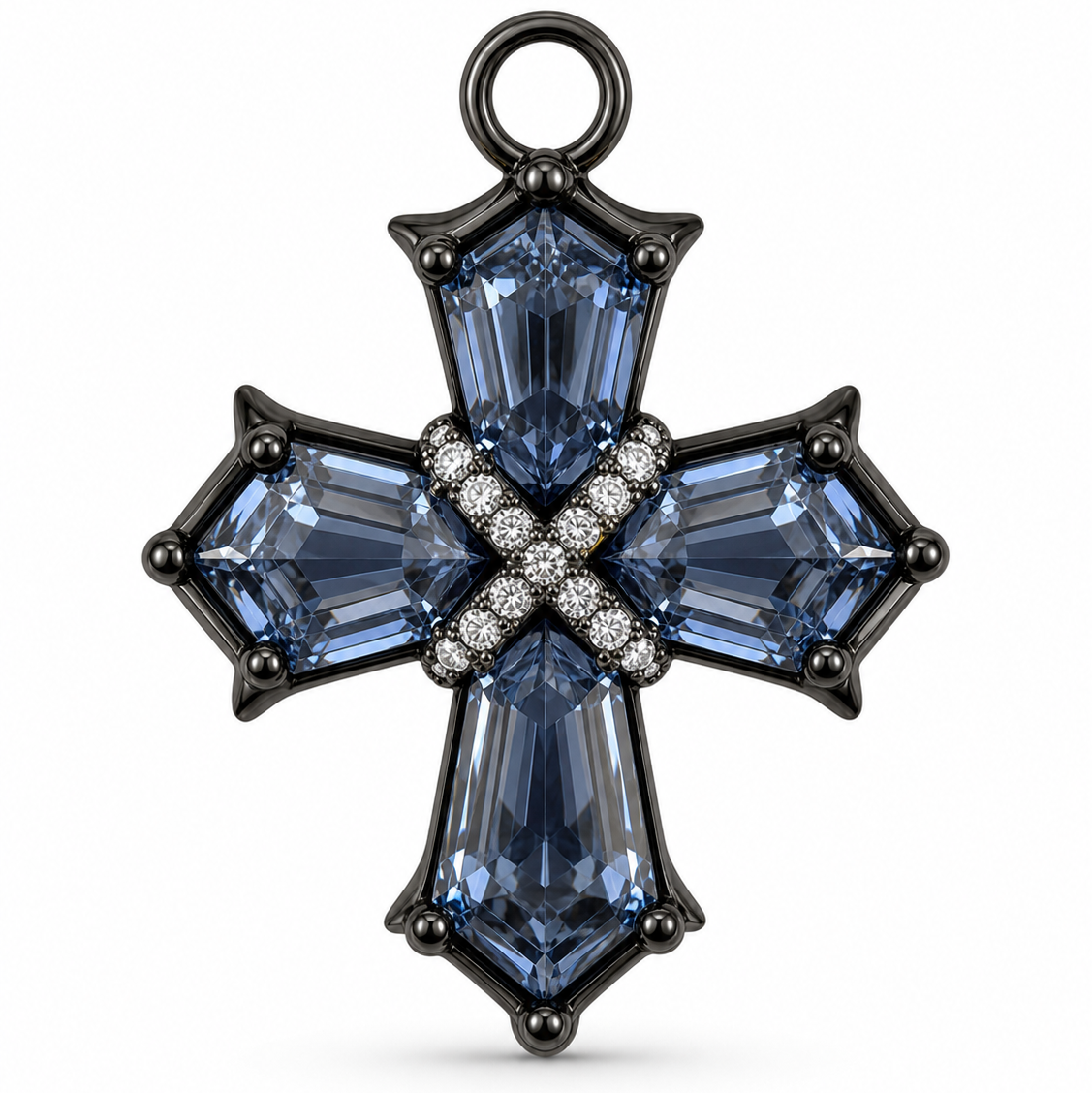 Cross-Cut lab-created sapphire Diamond Pendant · 925 Silver