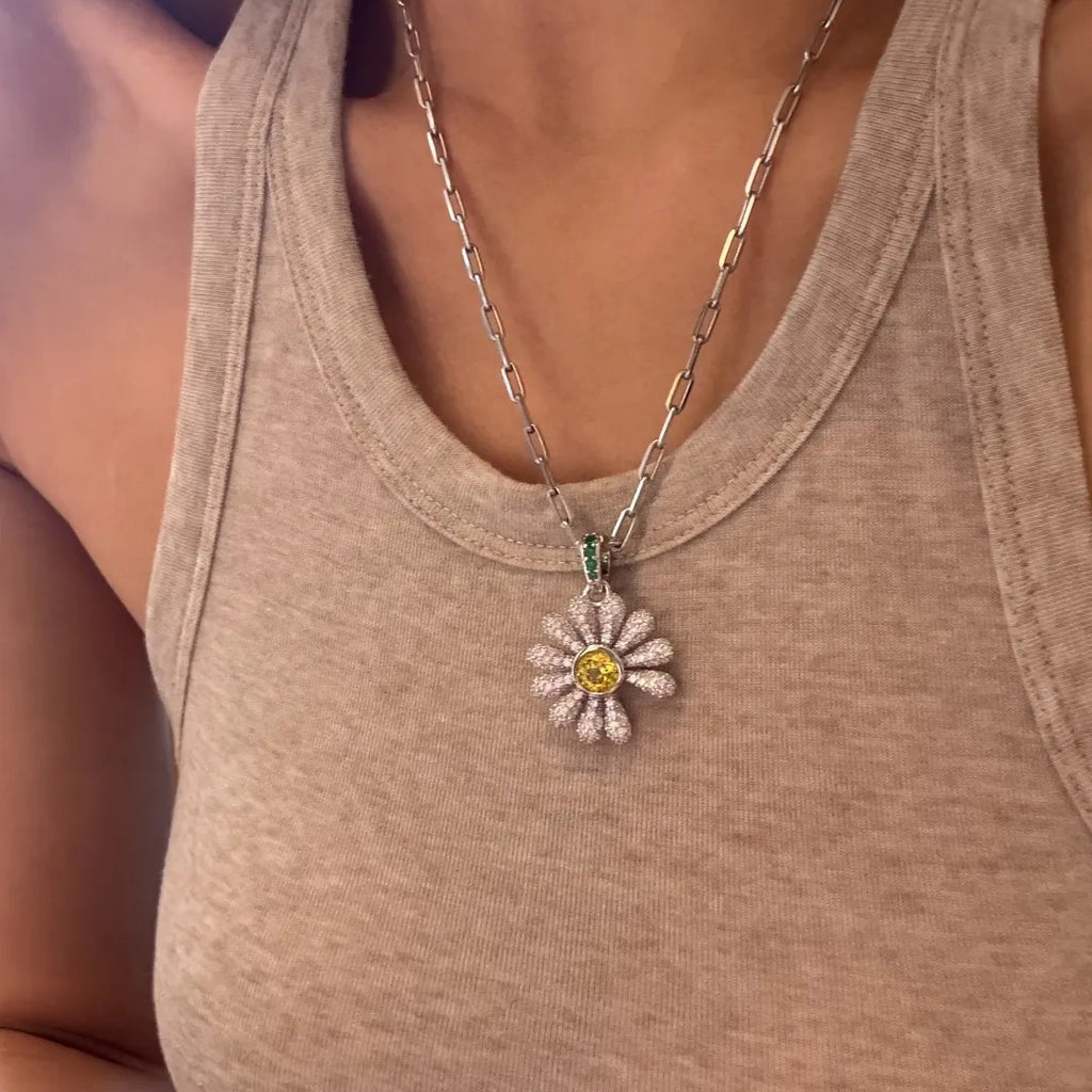 Sunshine Daisy Pendant · Lab-Grown Yellow Sapphire