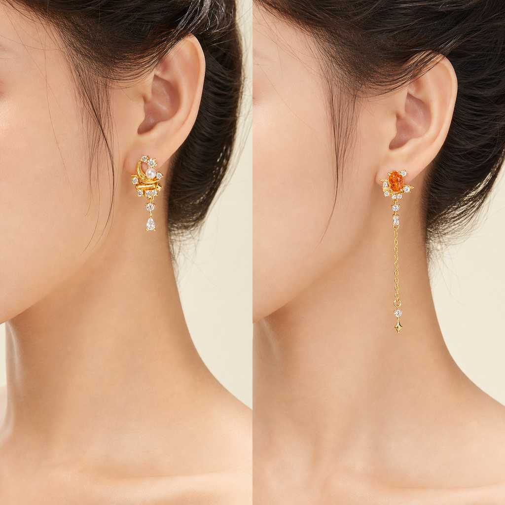 Luminous Gold · Lab-Grown Padparadscha Sterling Silver Earrings