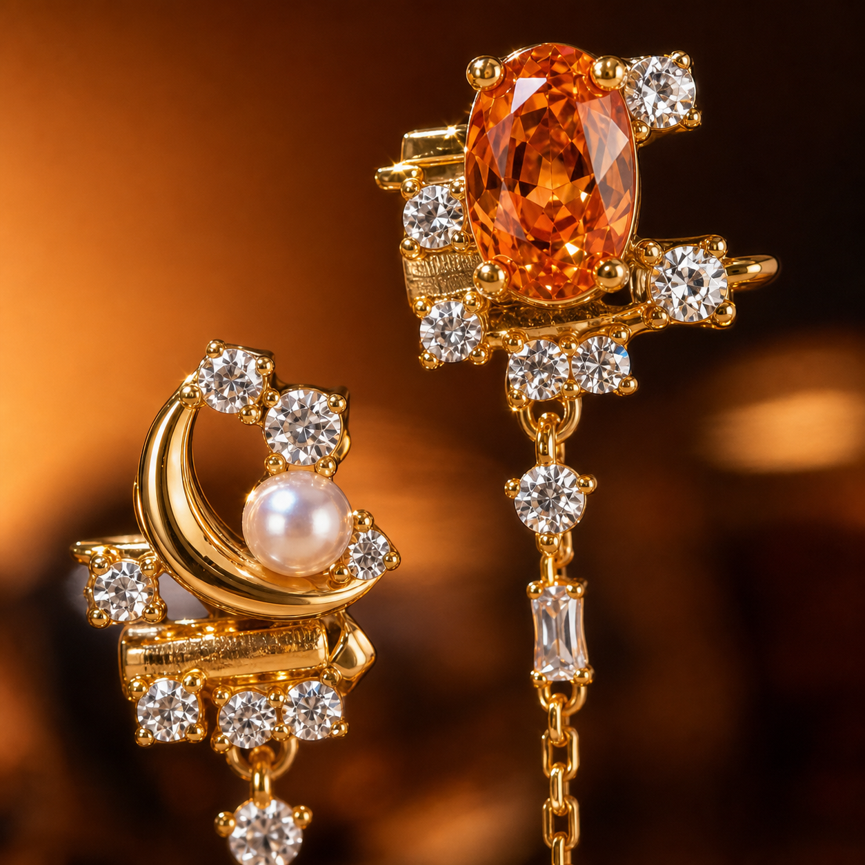 Luminous Gold · Lab-Grown Padparadscha Sterling Silver Earrings