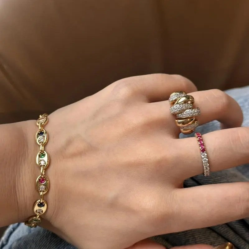 Croissant Muse Wrap Ring · Two-Tone S925 Silver