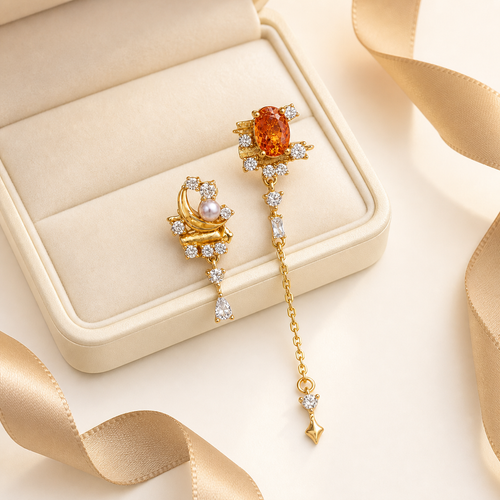 Luminous Gold · Lab-Grown Padparadscha Sterling Silver Earrings