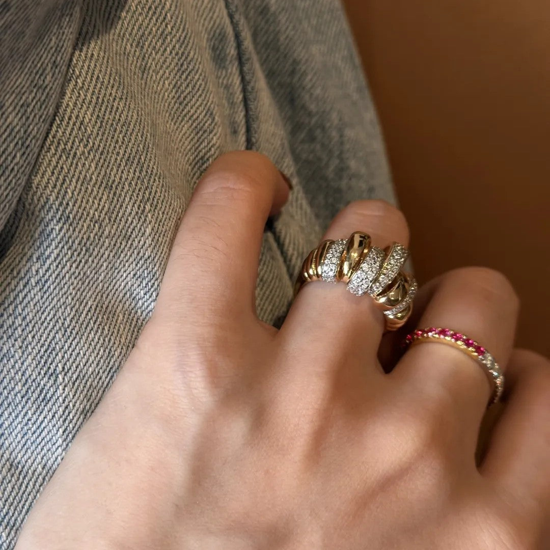 Croissant Muse Wrap Ring · Two-Tone S925 Silver