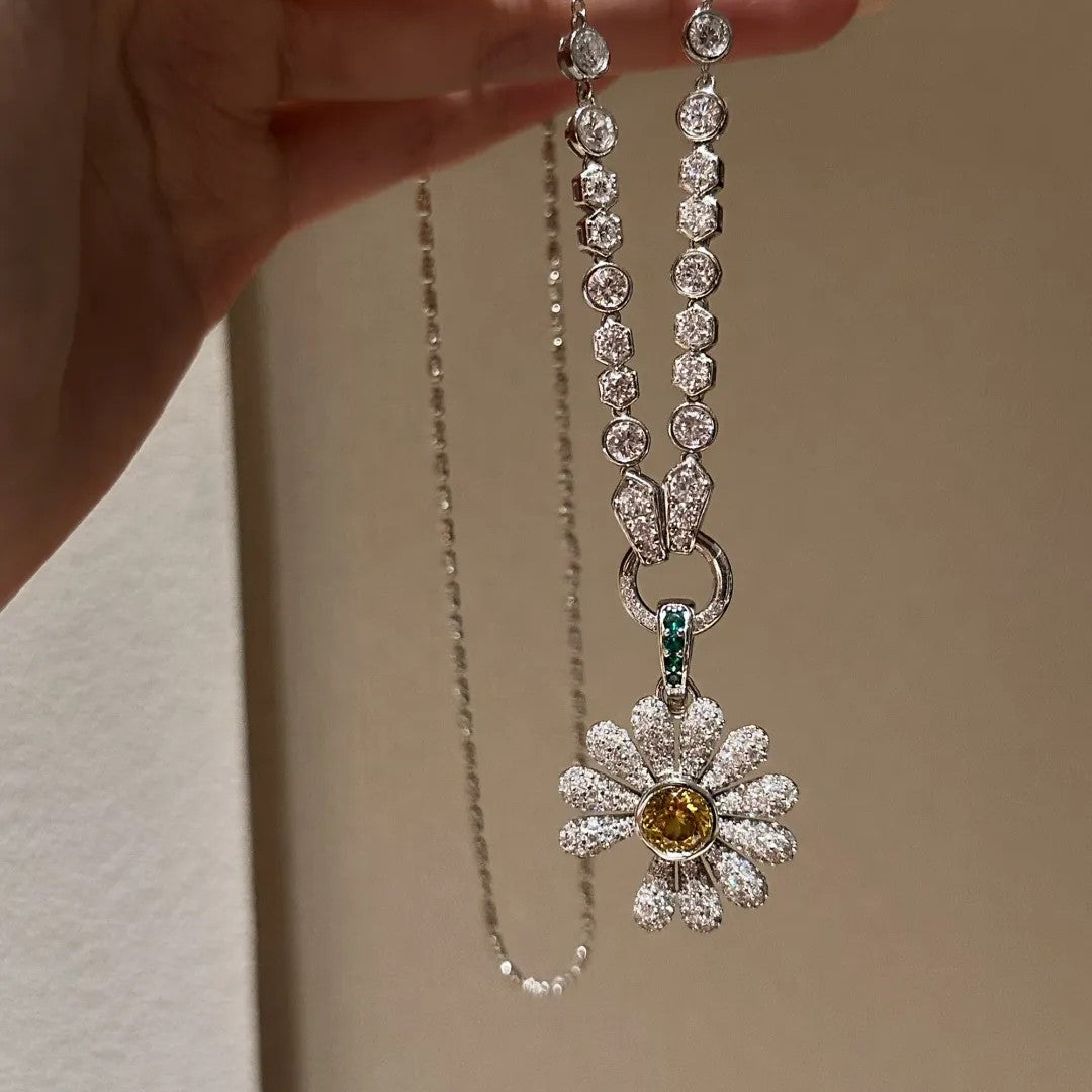 Sunshine Daisy Pendant · Lab-Grown Yellow Sapphire
