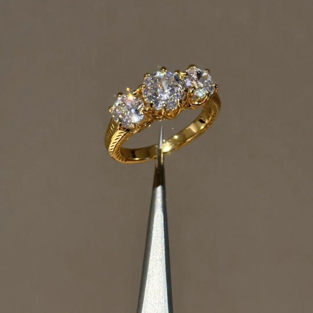 Three-Stone Trinity Ring · Dual-Finish S925 Silver