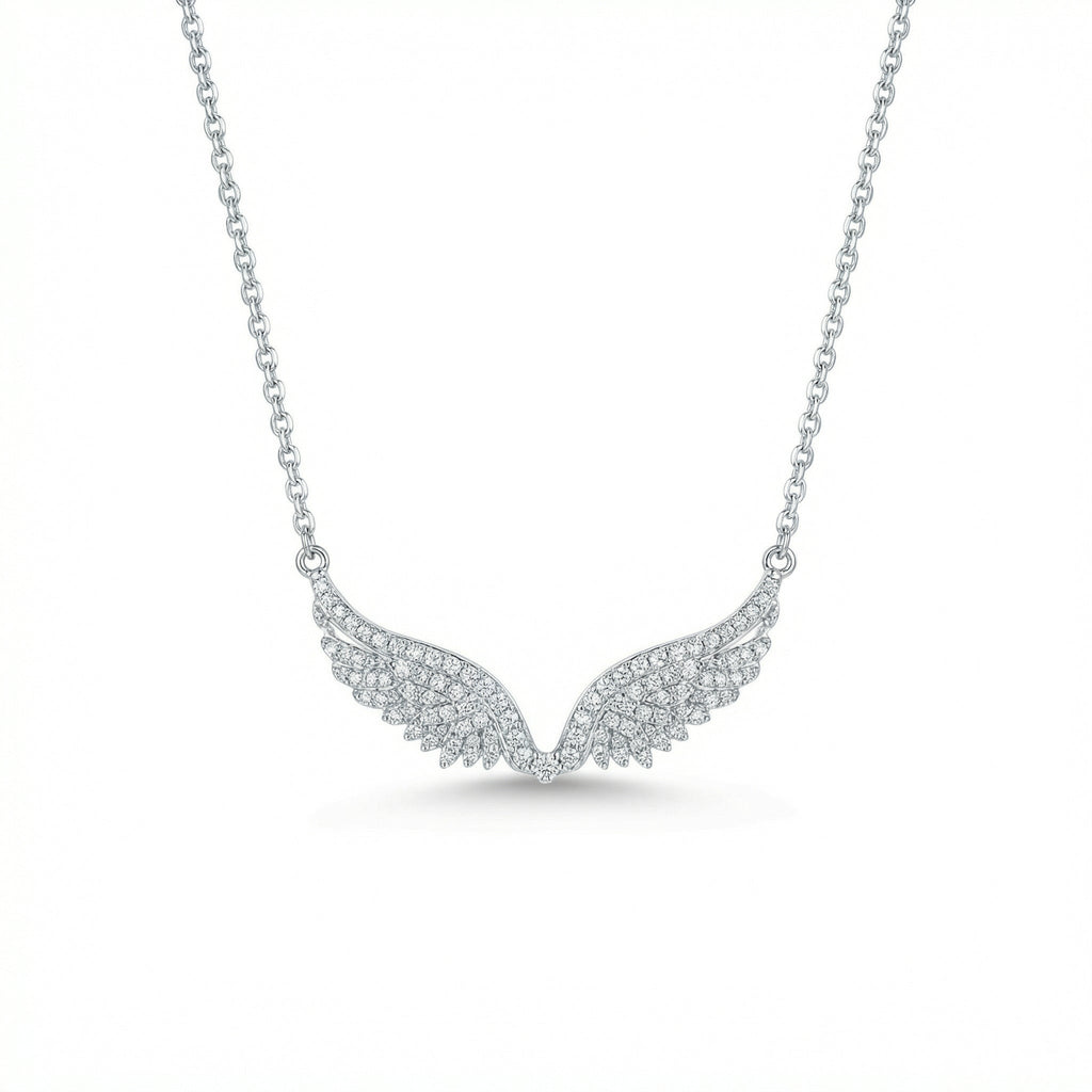 Sparkling Angel Wing Necklace: Ethereal Grace