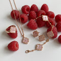 Blush Clover Set——Pink Mother of Pearl Jewelry Set Necklace, Bracelet, Earrings & Ring