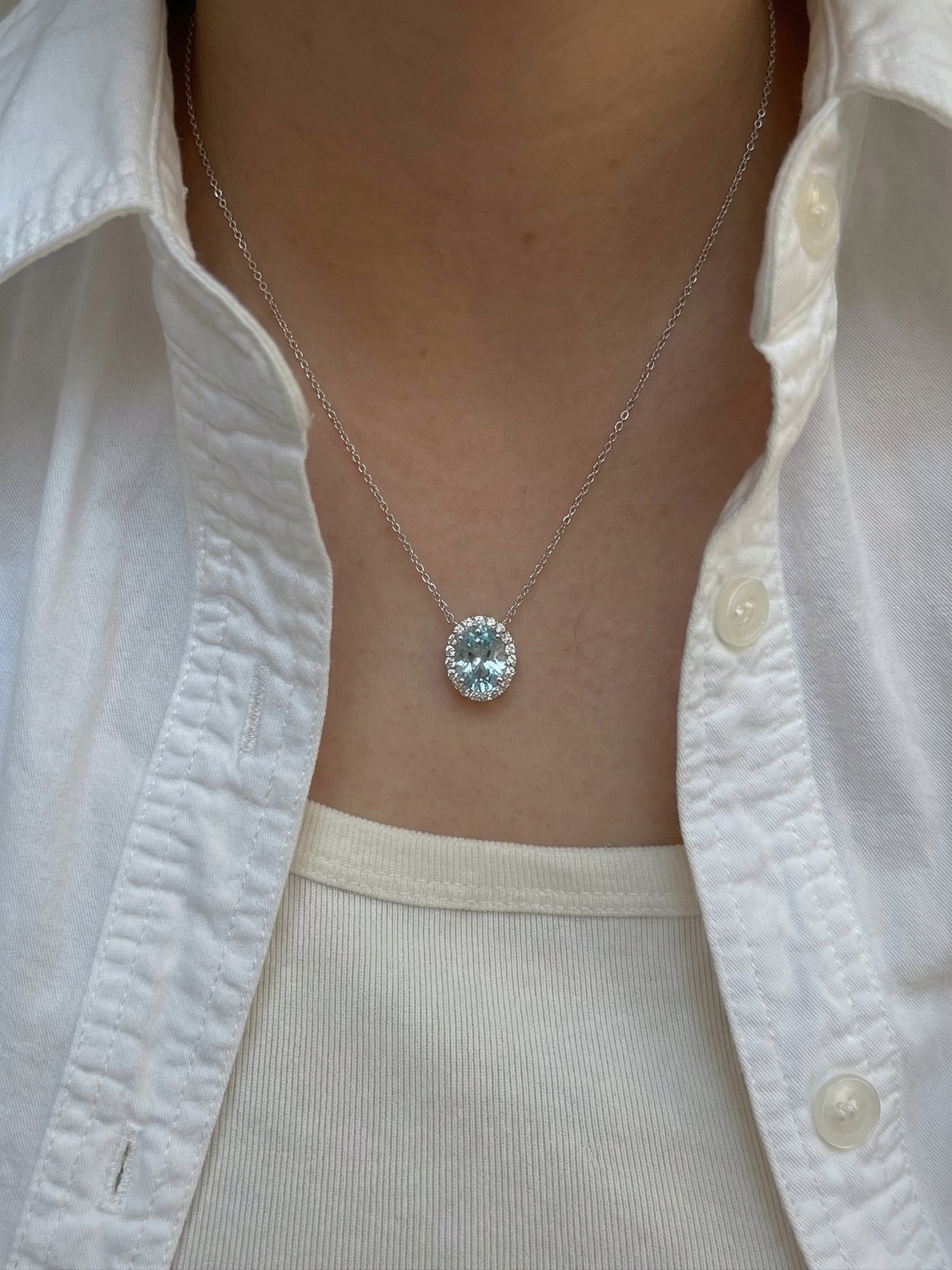 Azure Aquamarine Set-Natural Aquamarine Jewelry Set Necklace & Ring