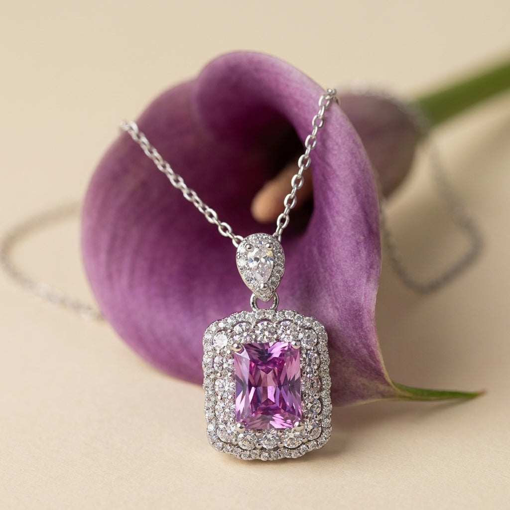 Violet Radiance Set 【Necklace+Earrings+Ring+free gift】