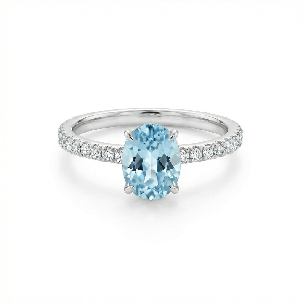 Azure Aquamarine Set-Natural Aquamarine Jewelry Set Necklace & Ring