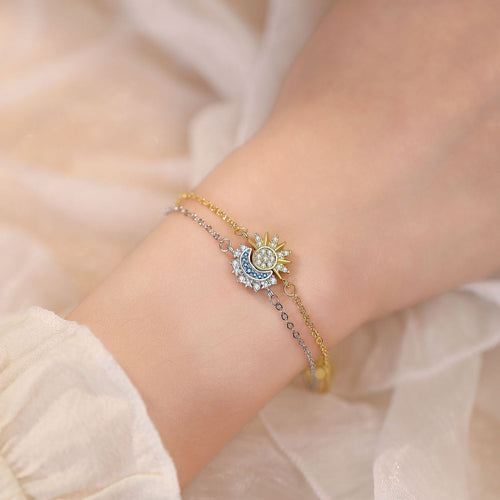 Sun & Moon Bracelet – Two Tone Cubic Zirconia Bracelet
