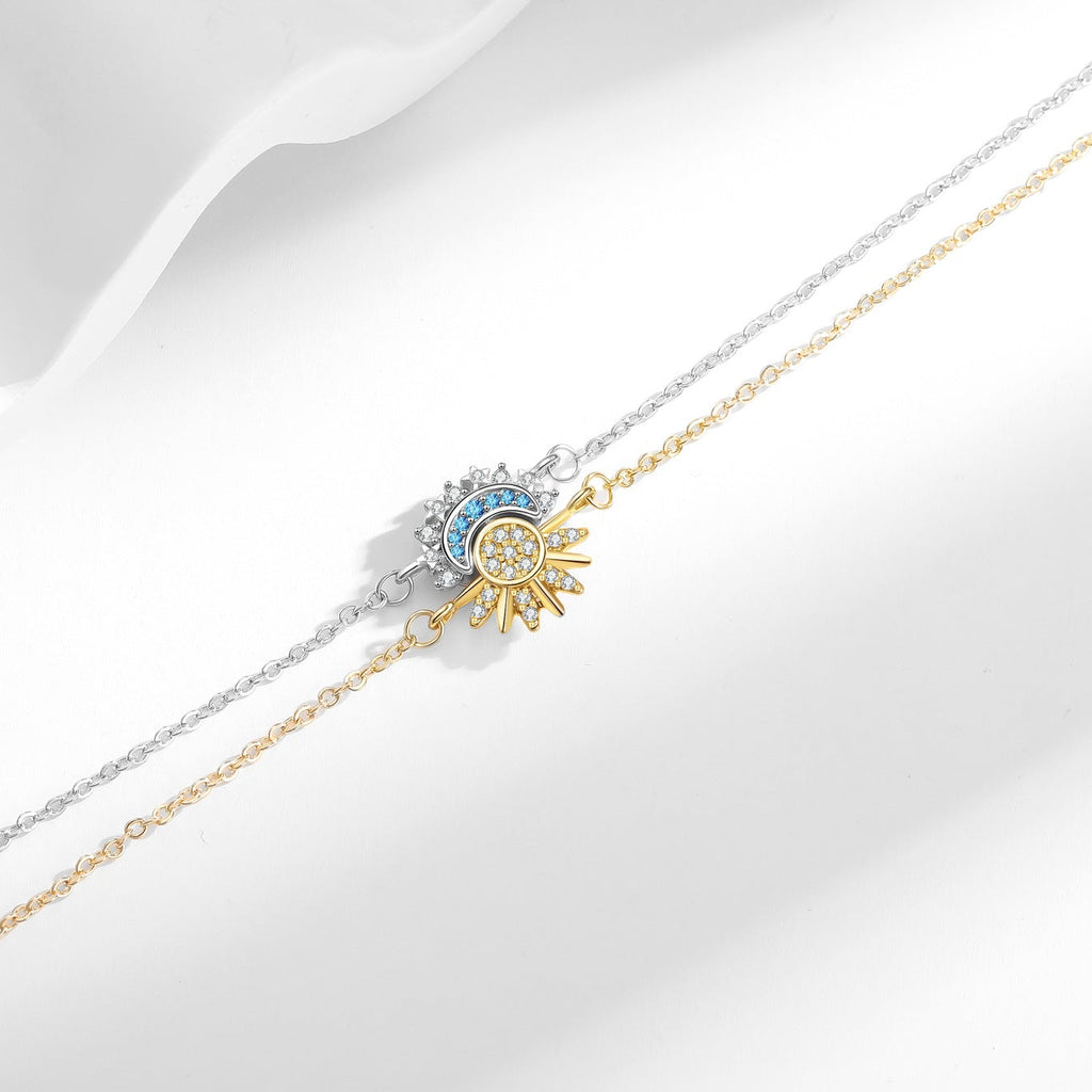 Sun & Moon Bracelet – Two Tone Cubic Zirconia Bracelet
