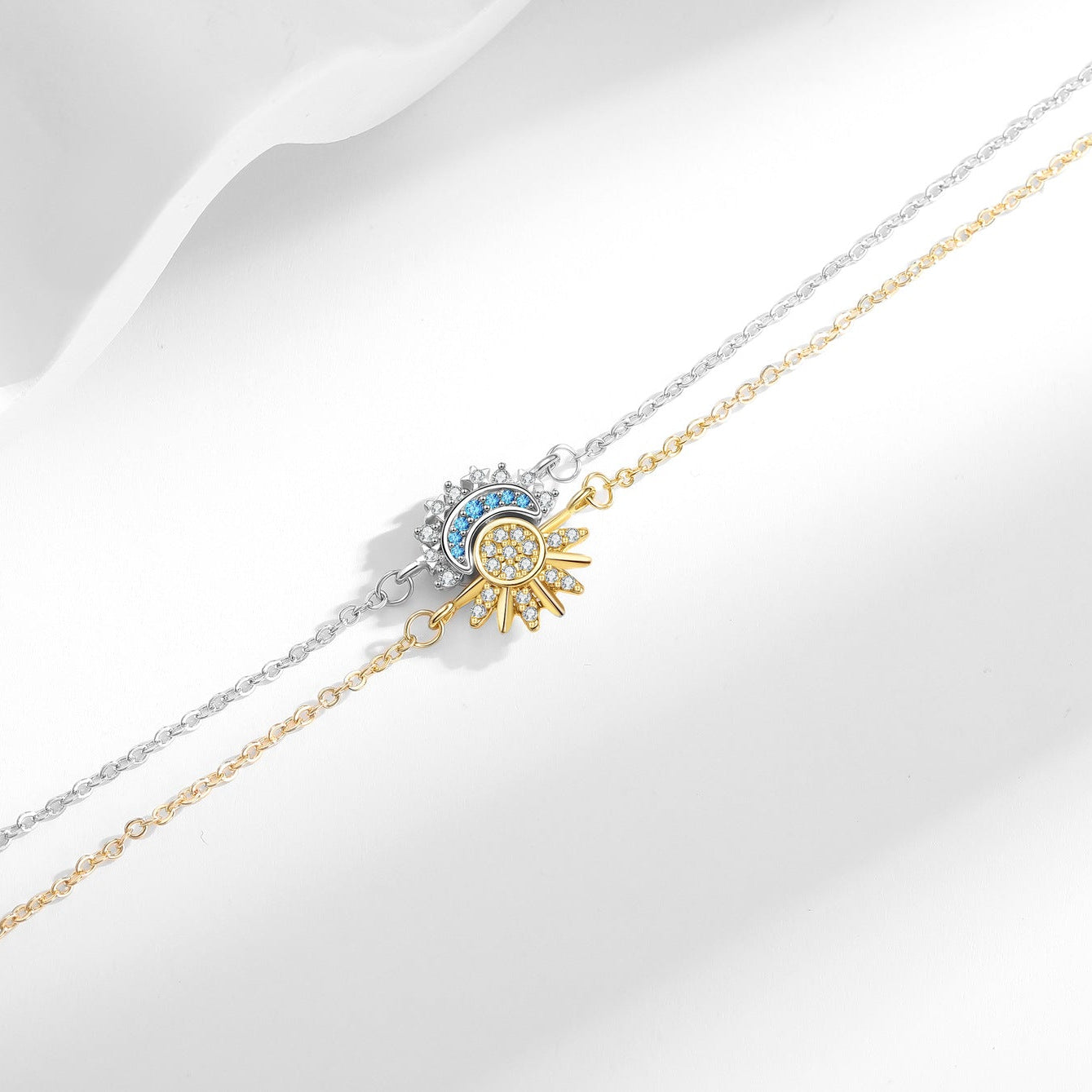 Sun & Moon Bracelet – Two Tone Cubic Zirconia Bracelet