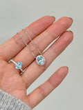 Azure Aquamarine Set-Natural Aquamarine Jewelry Set Necklace & Ring