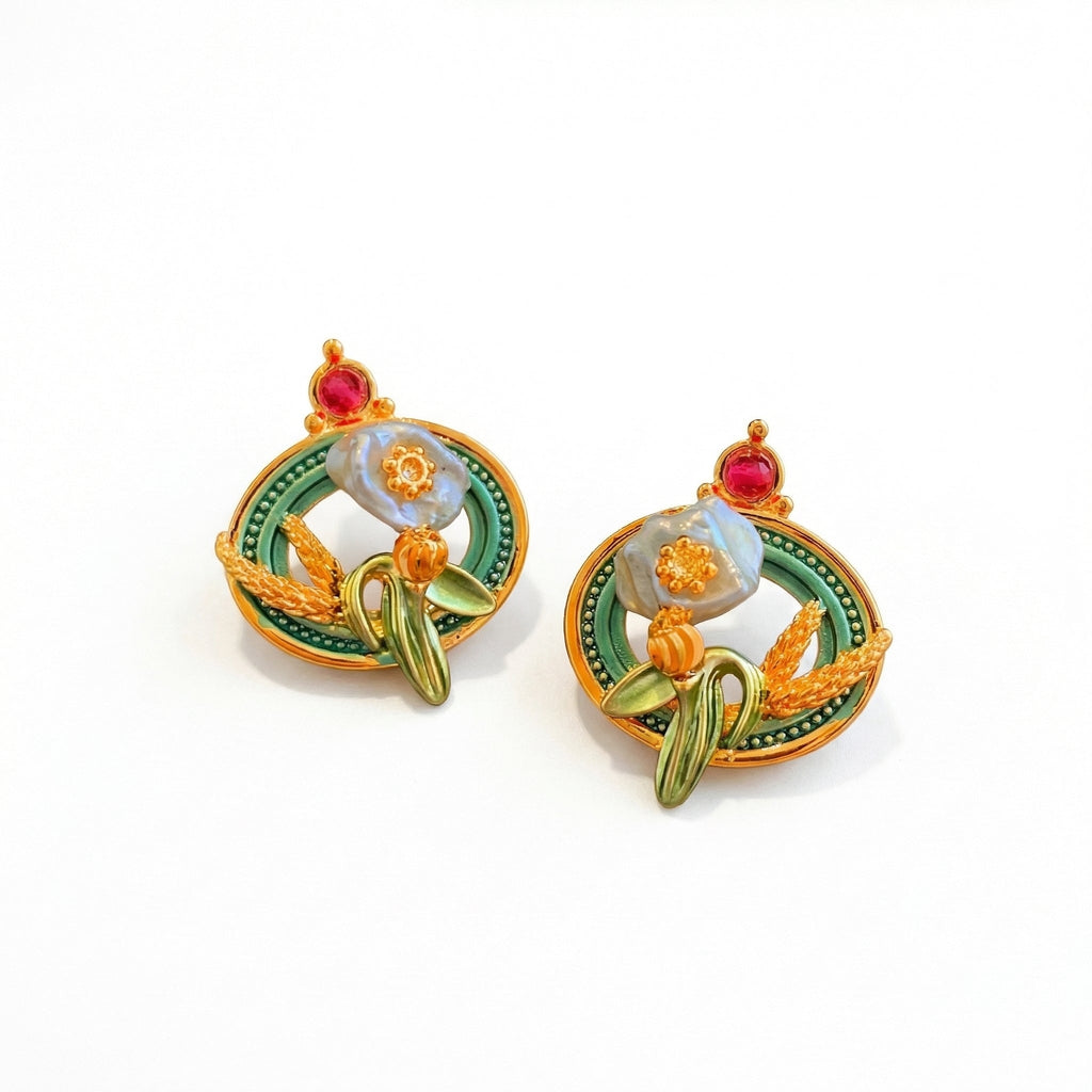 Baroque Pearl Garden Fantasy Stud Earrings – Brunch & Beyond Statement