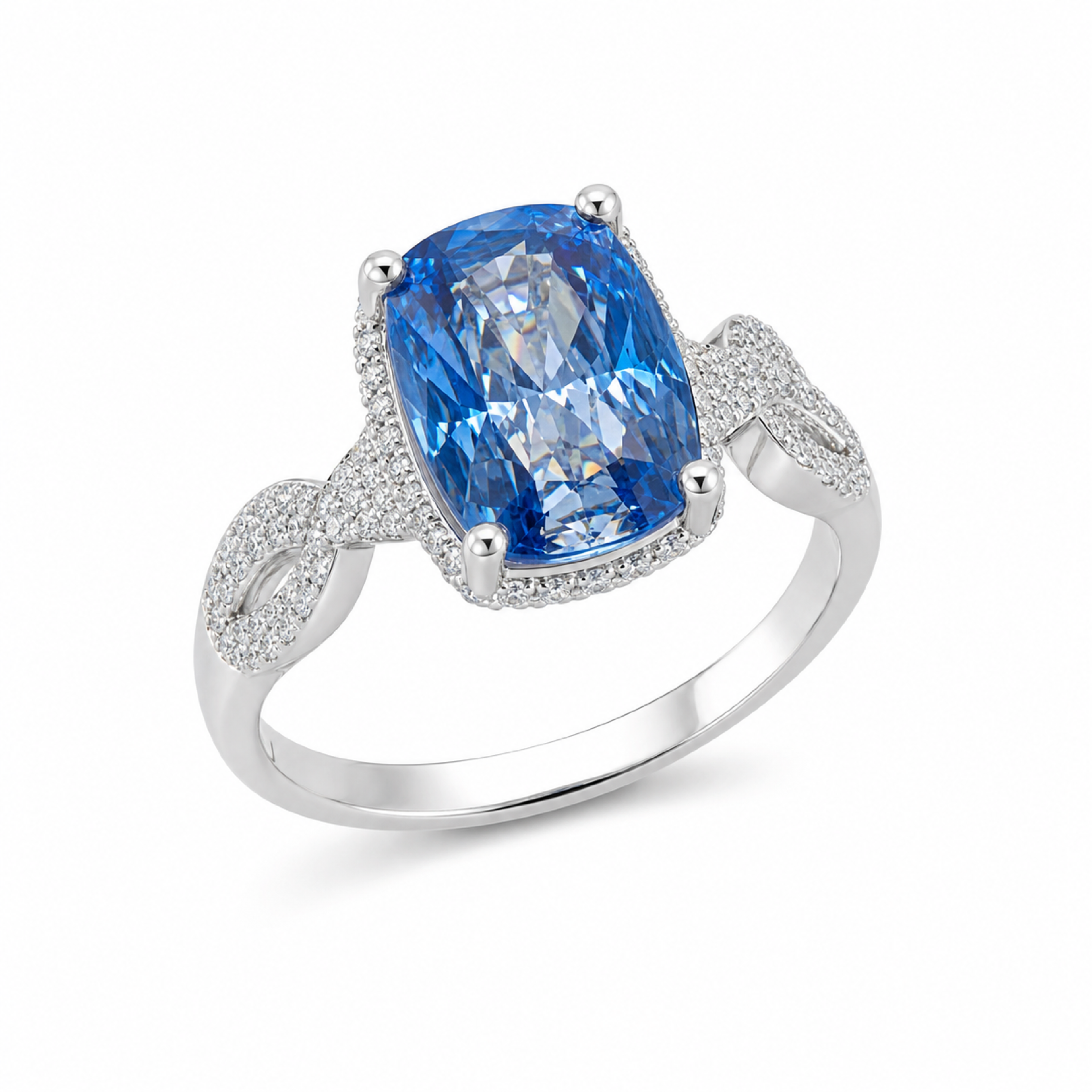 Blue Radiant Cut Statement Ring – Infinity Band