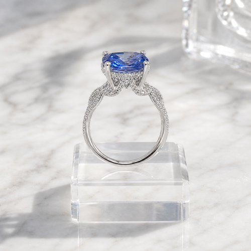 Blue Radiant Cut Statement Ring – Infinity Band