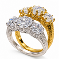 Three-Stone Trinity Ring · Dual-Finish S925 Silver