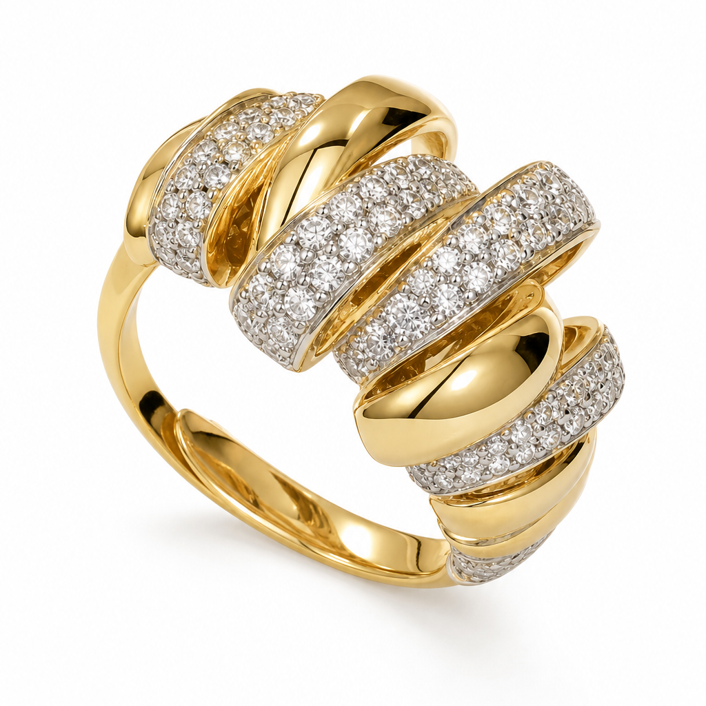 Croissant Muse Wrap Ring · Two-Tone S925 Silver
