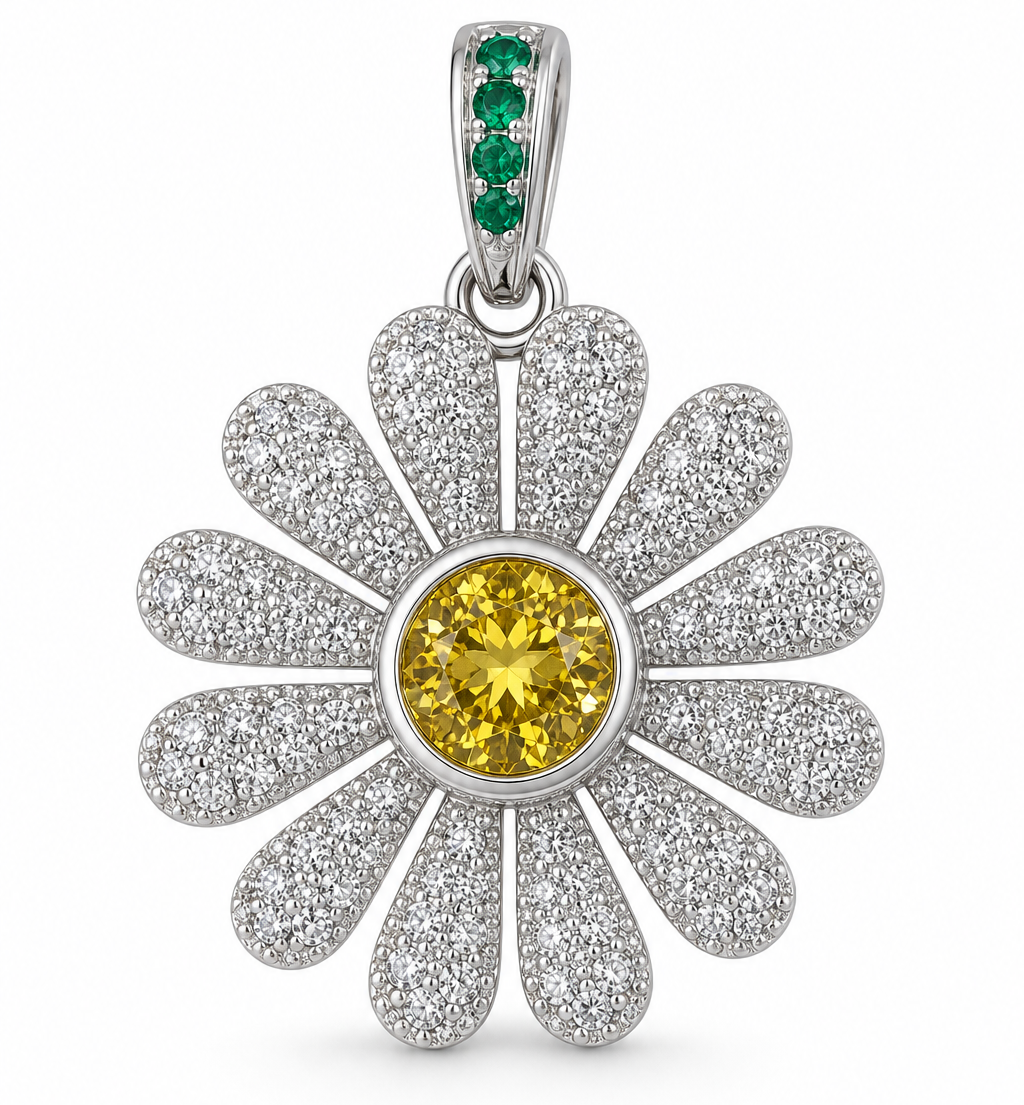 Sunshine Daisy Pendant · Lab-Grown Yellow Sapphire