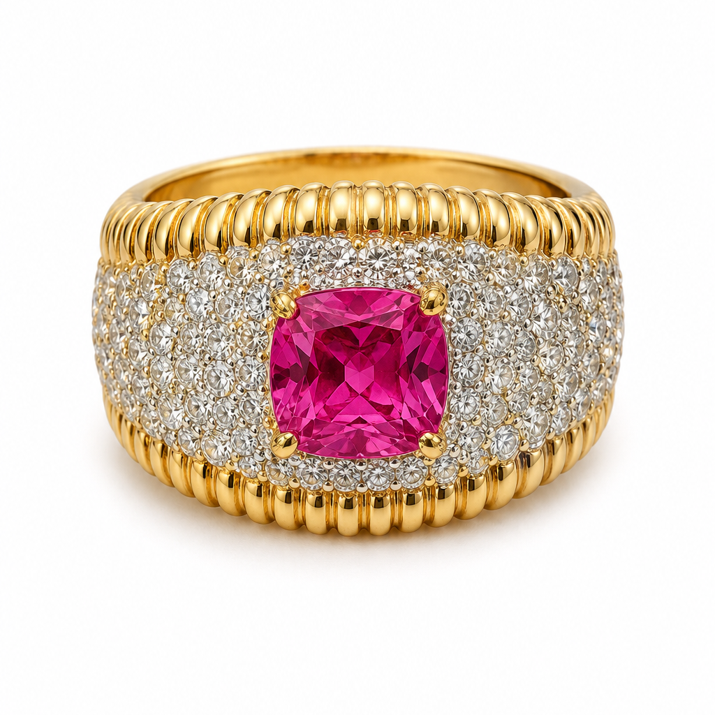 Starry Petals Ring · Lab-Grown Pink Sapphire