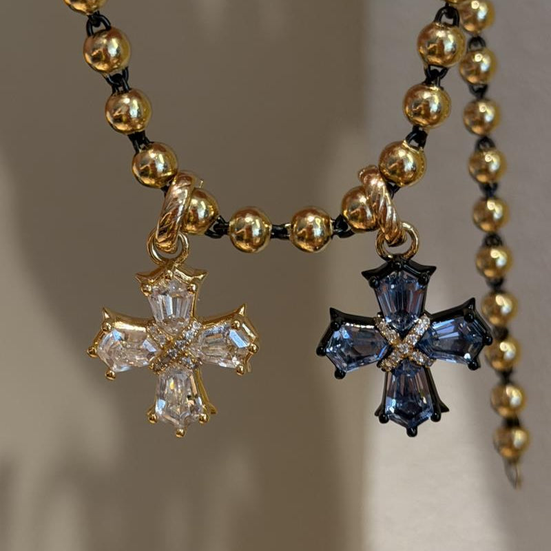 Cross-Cut lab-created sapphire Diamond Pendant · 925 Silver