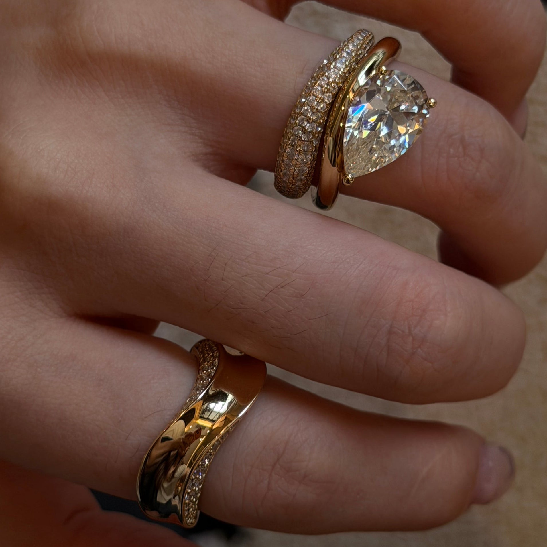 Custom 3-in-1 Stacking Waterdrop Wave Ring · 925 Silver