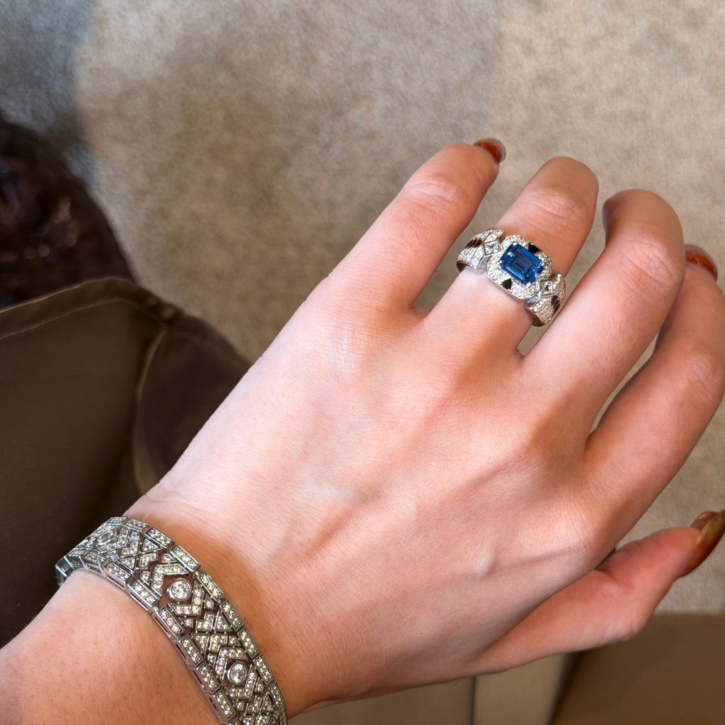 Art Deco Nano Tanzanite Ring · 925 Silver