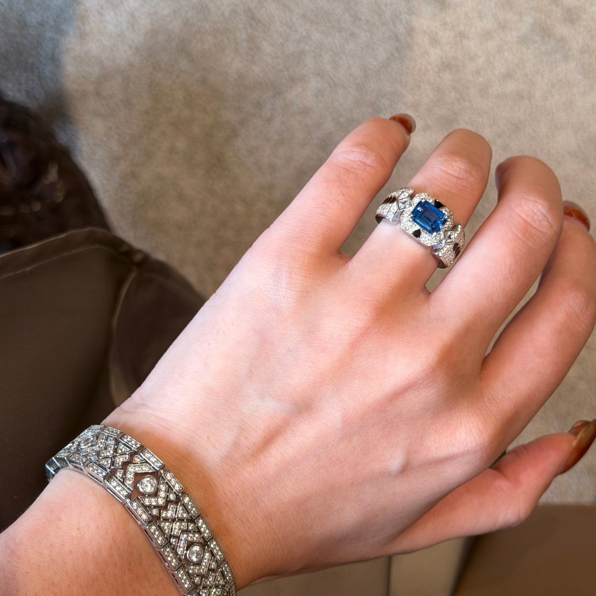 Art Deco Nano Tanzanite Ring · 925 Silver